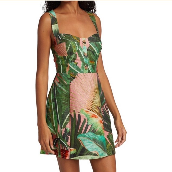 FARM Rio Dresses & Skirts - Farm Rio Amazonia forest mini dress sz S in green light pink